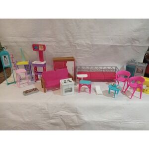Barbie /other Doll Furniture Lot Medical Eye Exam Living Room Patio Accessories